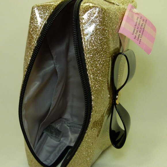 Victoria's Secret Cosmetic Bag Gold Griller Bow - Picture 4 of 4